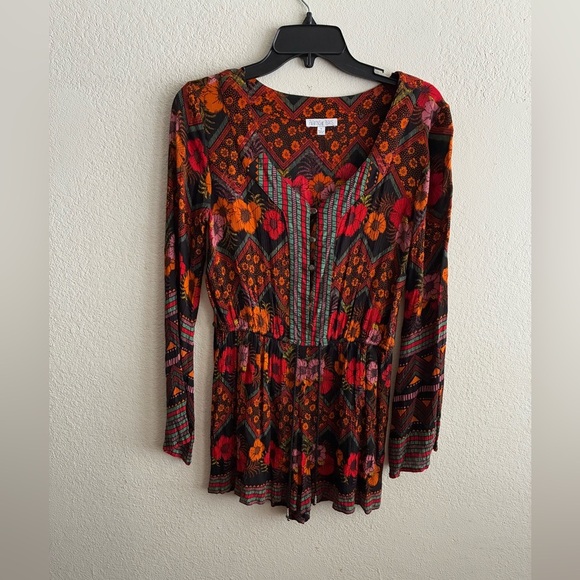 Patrons of Peace Bohemian Multicolor Floral Playsuit Romper S - Picture 3 of 13